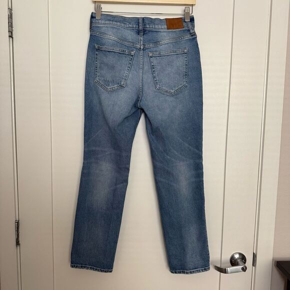 J Crew Classic Straight Jeans Womens Sz 26 Blue Distressed Denim Stretch Retro - Picture 4 of 14